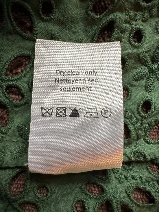 Veronica Beard Emmalyn Eyelet Flounce Top in Green - Ruffle Peplum/Bell Sleeve - Picture 11 of 11